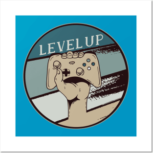 Level Up Gaming Nerds Vintage Retro Style Design Posters and Art